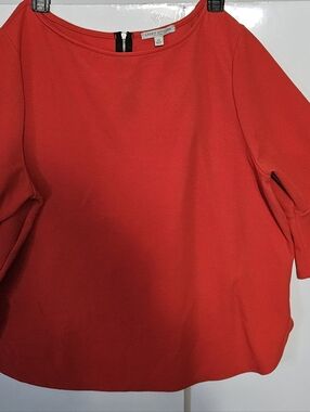 Green Envelope Bell Sleeve 3/4 Sleeve Top 2X Red Burgundy Gold Zipper On Back